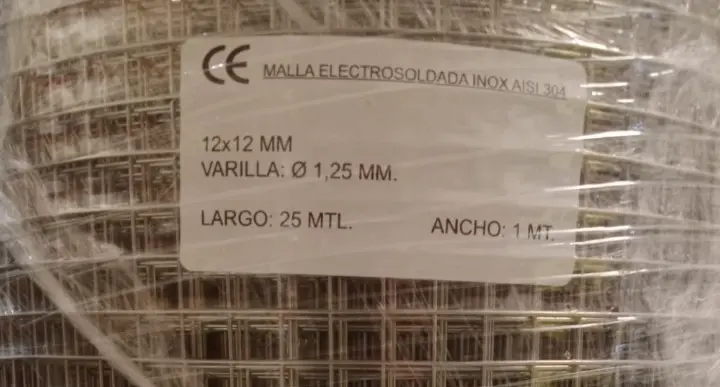 Malla inox rollo 12X12X1.25