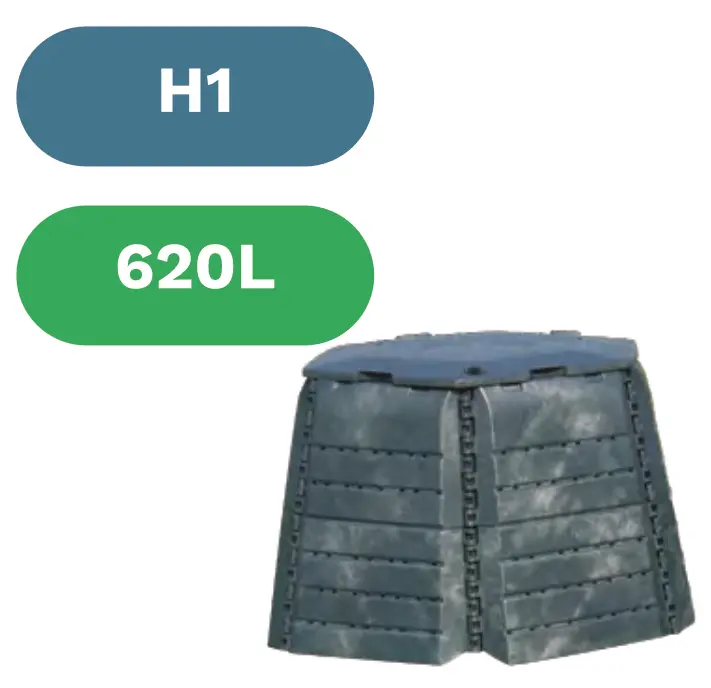 Compostador H1 620L plástico reciclado Compostys