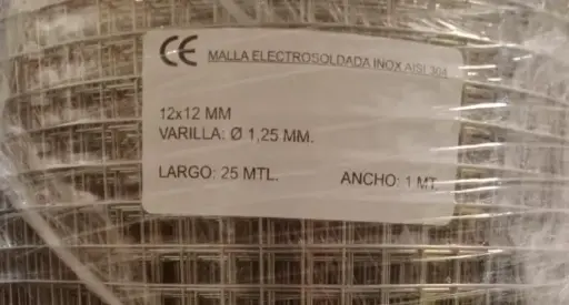 [AISI304] Malla inox rollo 12X12X1.25 para criba
